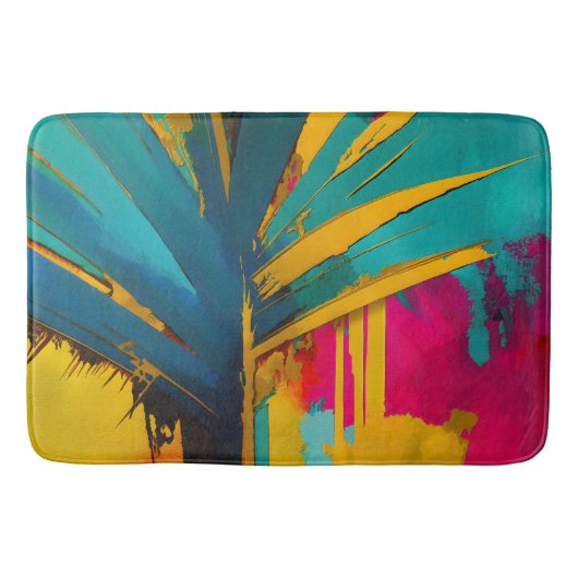 Gouden Palm - Abstracte Tropische Energie Badmat (Voorkant)