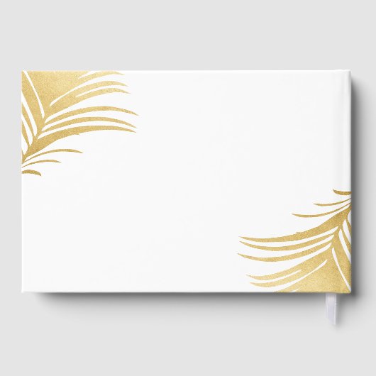 Gouden palm bladeren moderne tropische bruiloft gastenboek (Achterkant)