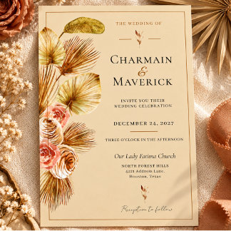 Gouden Palm Boho Trouwuitnodiging RSVP Kaartje