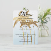 Gouden Palm Bomen Ombre Bruiloft Menu (Staand voorkant)