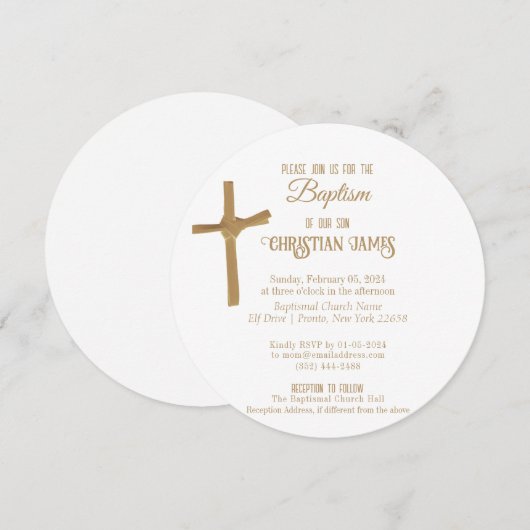 Gouden Palm Cross gepersonaliseerde doop Kaart (Voorkant / Achterkant)