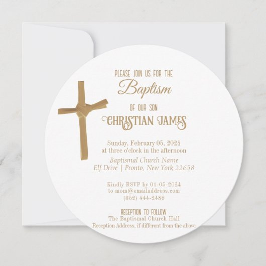 Gouden Palm Cross gepersonaliseerde doop Kaart (Voorkant)