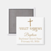 Gouden Palm Cross gepersonaliseerde doop Magneet (Voorkant / Achterkant)