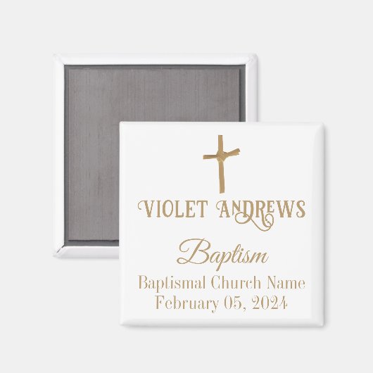 Gouden Palm Cross gepersonaliseerde doop Magneet (Voorkant / Achterkant)