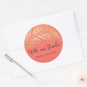 Gouden Palm Frond Dank u Ronde Sticker (Envelop)