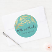 Gouden Palm Frond Dank u Ronde Sticker (Envelop)
