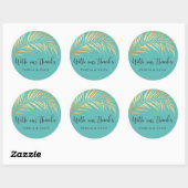 Gouden Palm Frond Dank u Ronde Sticker (Vel)
