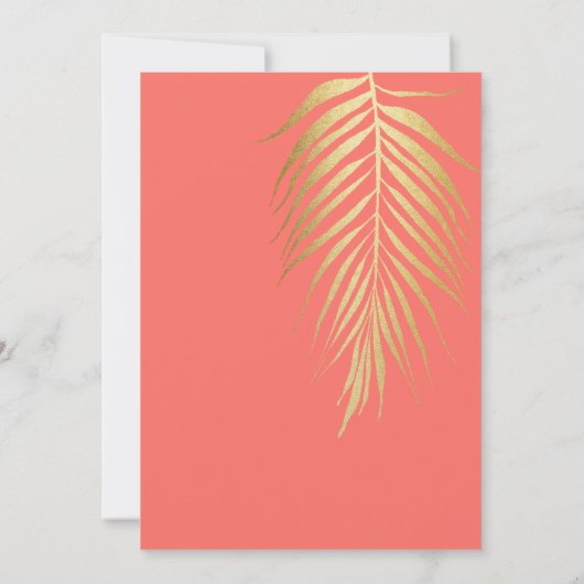Gouden Palm Frond Moderne minimalistische bruiloft Kaart (Achterkant)