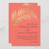 Gouden Palm Frond Moderne minimalistische bruiloft Kaart (Voorkant / Achterkant)