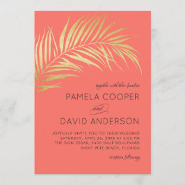 Gouden Palm Frond Moderne minimalistische bruiloft Kaart