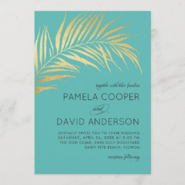 Gouden Palm Frond Moderne minimalistische bruiloft Kaart