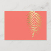 Gouden Palm Frond op Koraal Bruiloft Details Informatiekaartje (Achterkant)