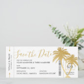 Gouden Palm Instapkaart Ticket Save the Date Kaart (Staand voorkant)