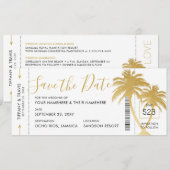 Gouden Palm Instapkaart Ticket Save the Date Kaart (Voorkant / Achterkant)