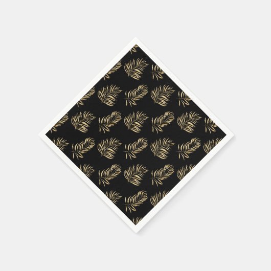 Gouden Palm Leaf minimalistisch zwart bruiloft ser Servet (Hoek)