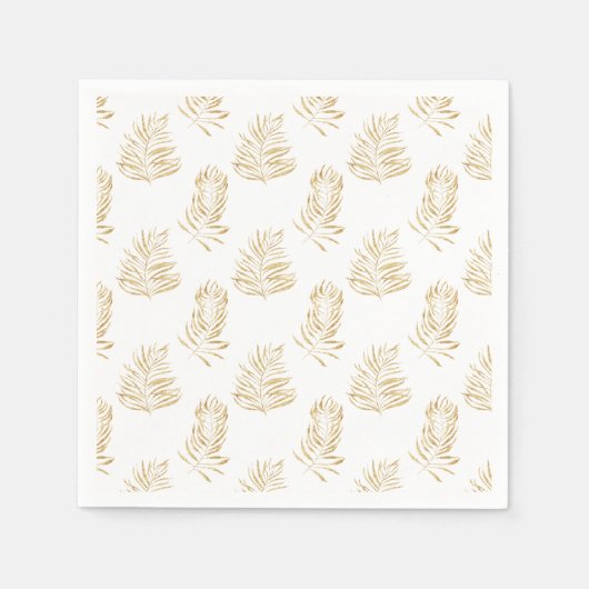 Gouden Palm Leaf, minimalistische witte bruiloft s Servet (Voorkant)