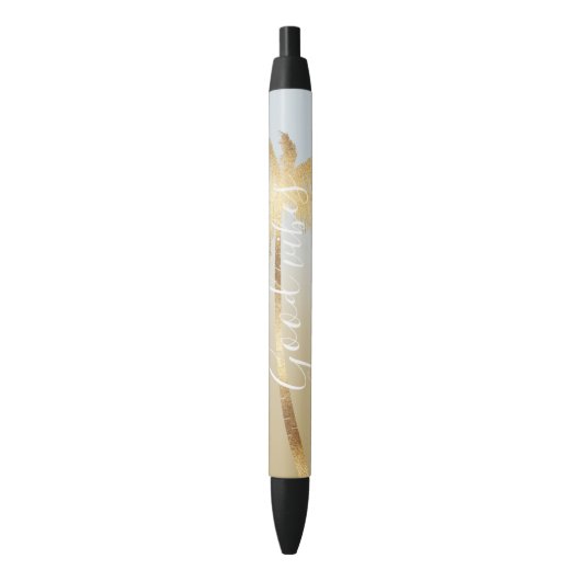 Gouden Palm Ombre Zwarte Inkt Pen (Voorkant Verticaal)