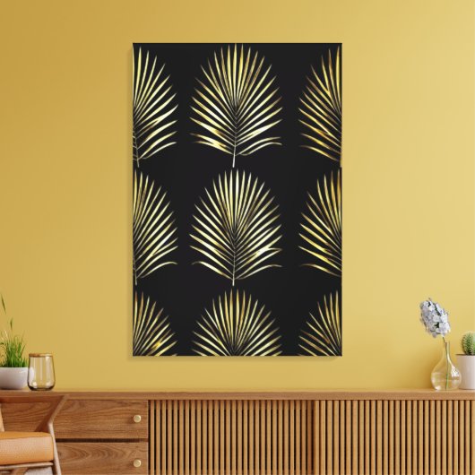 Gouden Palm Symfonie Grid Canvas Wandkunst Afdruk (Insitu (Woonkamer))