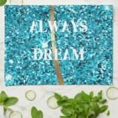 Gouden Palm Tree Dream Aqua Glitter Theedoek (Gevouwen)