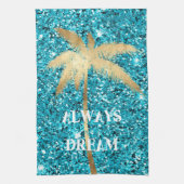Gouden Palm Tree Dream Aqua Glitter Theedoek (Verticaal)