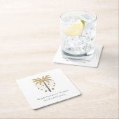 Gouden Palm Tree Warme Vakantie Wensen Kartonnen Onderzetters (Insitu)