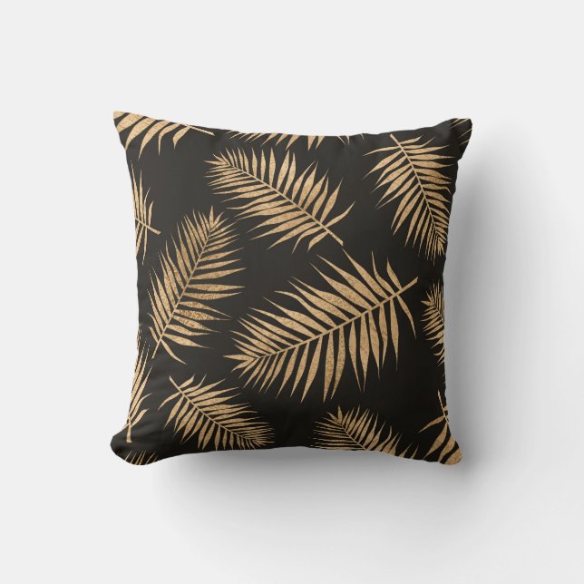 Gouden palmblad decoratief kussen (Voorkant)