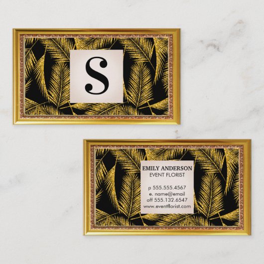 Gouden Palmblad Patroon Visitekaartje (Voorkant / Achterkant)