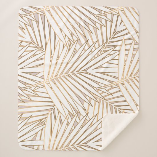 Gouden palmbladeren: art deco. sherpa deken (Voorkant)