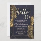 Gouden palmbladeren Marmer 30e verjaardag Kaart (Voorkant)
