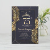 Gouden Palmbladeren Marmer 75e Verjaardag Kaart (Staand voorkant)