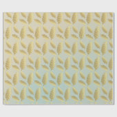 Gouden Palmbladeren Patroon En Schaduw Van Blauw Cadeaupapier (Vlak)