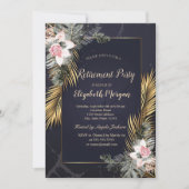 Gouden palmbladeren Rozen marmeren pensioen Kaart (Voorkant)