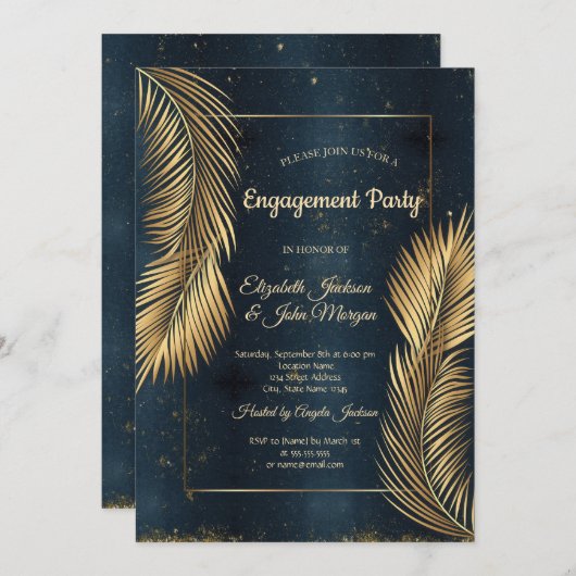 Gouden Palmbladeren Strand Betrokkenheid Kaart (Voorkant / Achterkant)