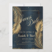 Gouden Palmbladeren Strand Bruiloft Save The Date (Voorkant)