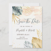 Gouden Palmbladeren Waterverf Bewaar de Datum Save The Date (Voorkant)