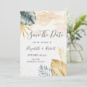 Gouden Palmbladeren Waterverf Bewaar de Datum Save The Date (Staand voorkant)