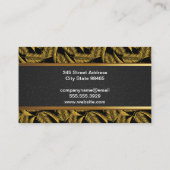 Gouden Palmbladeren | Zwarte Leren Gouden Afwerkin Visitekaartje (Achterkant)