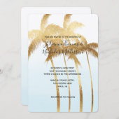 Gouden palmbomen Ombre bruiloft Kaart (Voorkant / Achterkant)