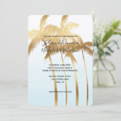 Gouden palmbomen Ombre bruiloft Kaart (Staand voorkant)