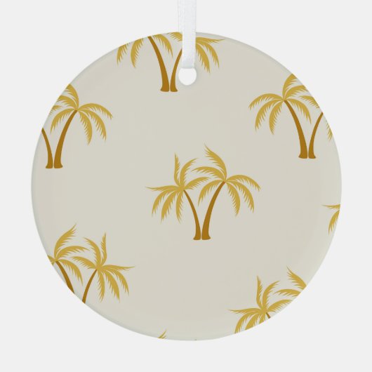 Gouden palmbomen: tropisch textiel. glas ornament (Achterkant)