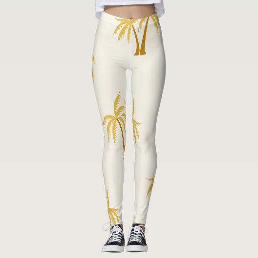 Gouden palmbomen: tropisch textiel. leggings (Voorkant)