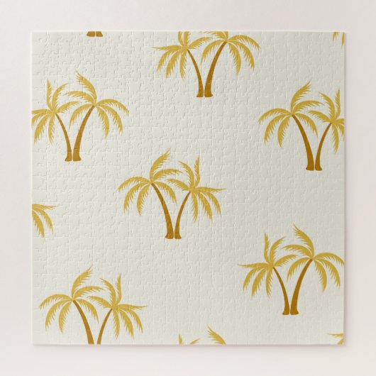 Gouden palmbomen: tropisch textiel. legpuzzel (Verticaal)
