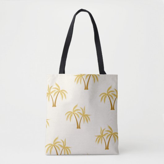 Gouden palmbomen: tropisch textiel. tote bag (Voorkant)