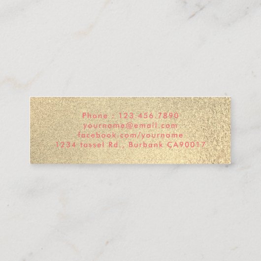 Gouden Palmboom Bladeren Afstuderen Insert Naam Ka Mini Visitekaartje (Achterkant)