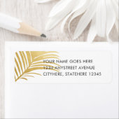 Gouden palmboom laat modern retouradres achter etiket (Insitu)