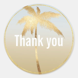 Gouden Palmboom Ombre Dank je wel Ronde Sticker