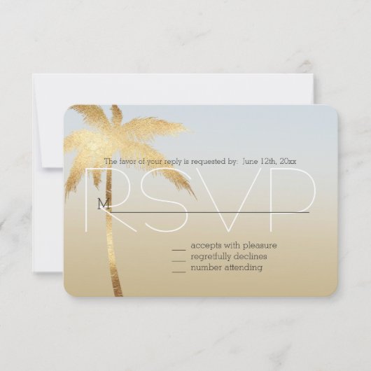 Gouden palmboom Ombre RSVP (Voorkant)