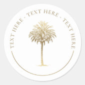 Gouden palmboom ronde sticker (Voorkant)