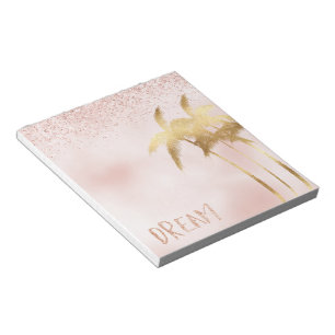 Gouden palmboom Roze Ombre Glitter Droom Notitieblok