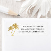 Gouden palmboom Tropisch eiland Beach Adres Etiket (Insitu)